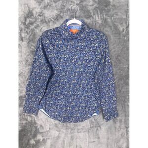 Tallia Sport Mens Small Blue Floral Paisley Long Sleeve Button Down Shirt
